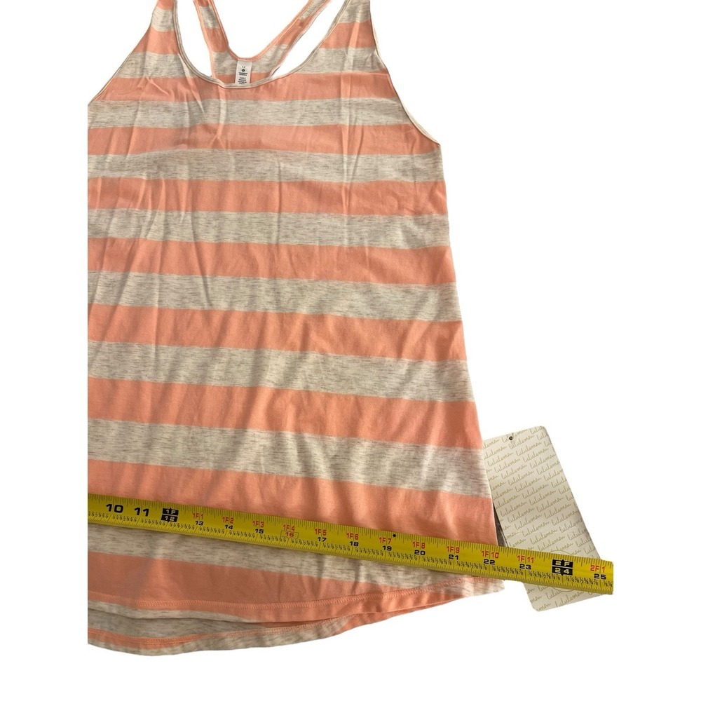 NEW Lululemon Size 12 Om Racer Back Top Tank Orange Khaki Striped Active Workout - Picture 5 of 9